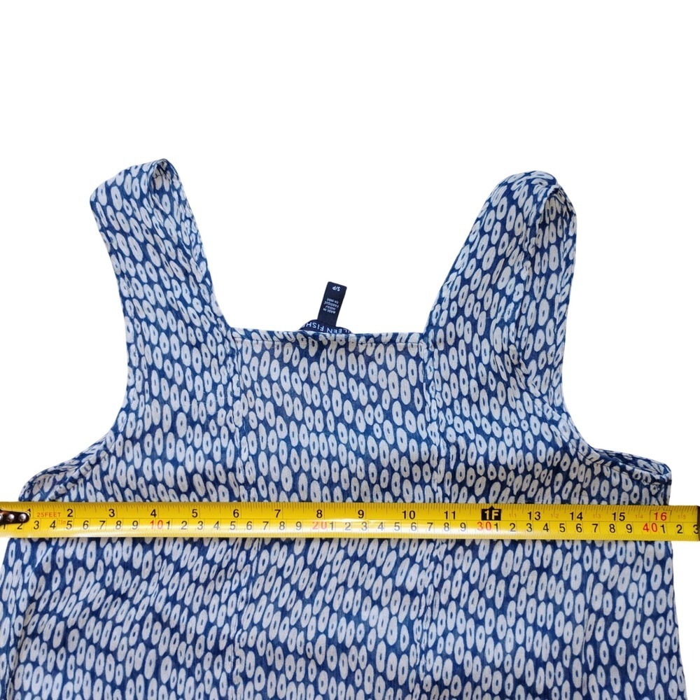 New Eileen Fisher Dress S/P Blue White Print Sleeveless Casual Summer - Picture 5 of 6